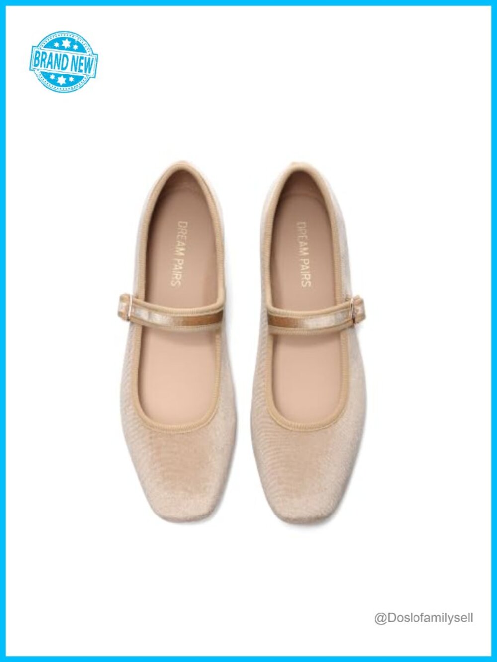 Velvet Mary Jane Ballet Flats Square Toe Buckle Comfortable Dress Shoes